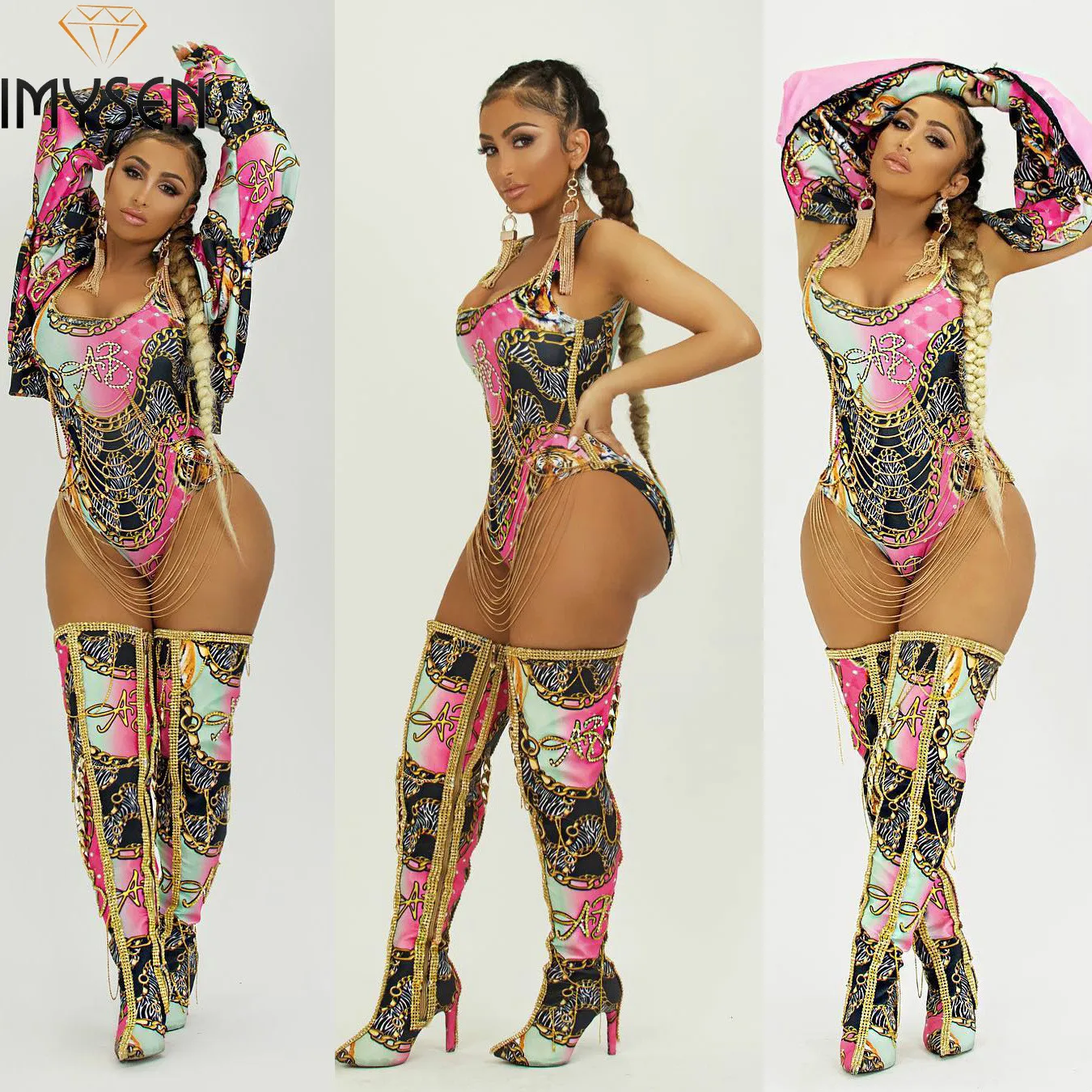 IMYSEN сексуальное боди новые летние поступления Пляж Печатных узкие Для женщин |