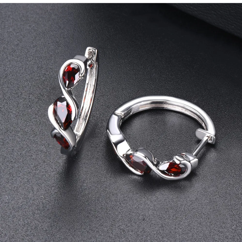 Hutang 2.28ct натуральный гранат Серьги-кольца 925 пробы серебряные ювелирные изделия с драгоценным камнем бесконечный элегантный дизайн для женщин подарок новинка