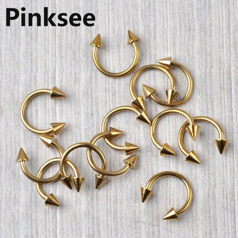 50pcs Lots U Shape Labret Lip Tongue Rings Piercing Gold Titanium Pierce fake nose rings Unisex Fashion Body Jewelry | Украшения и
