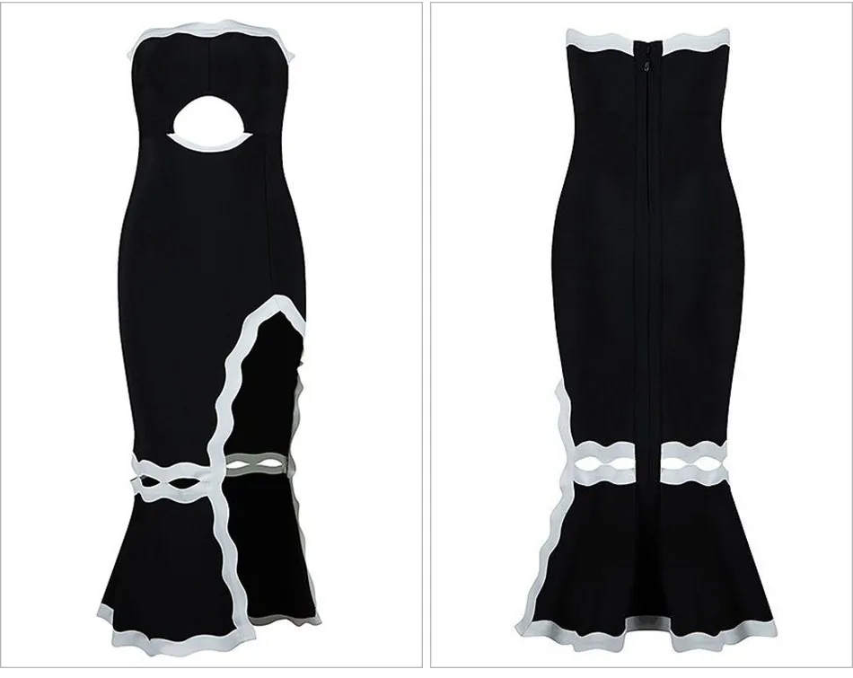 ADYCE, новинка, женское Бандажное платье русалки, Vestidos, сексуальное, с вырезом, без бретелек, черное, из кусков, для знаменитостей, для подиума, вечерние, Клубные платья