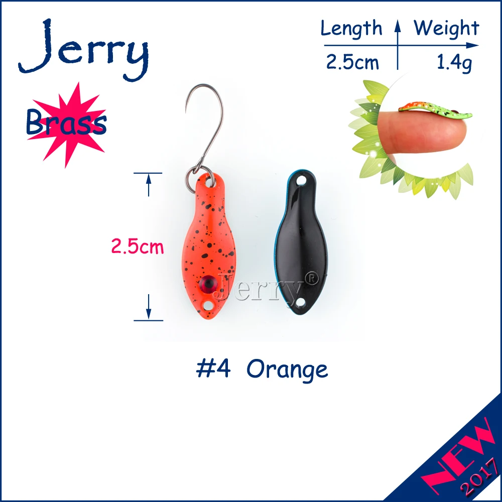 Jerry 1,4 г, 2,5 г Сверхлегкий Воблер для рыболовной наживки металлическая приманка для форели мини Рыболовные ложки латунные ложки для форели - Цвет: 1.4g UV Orange