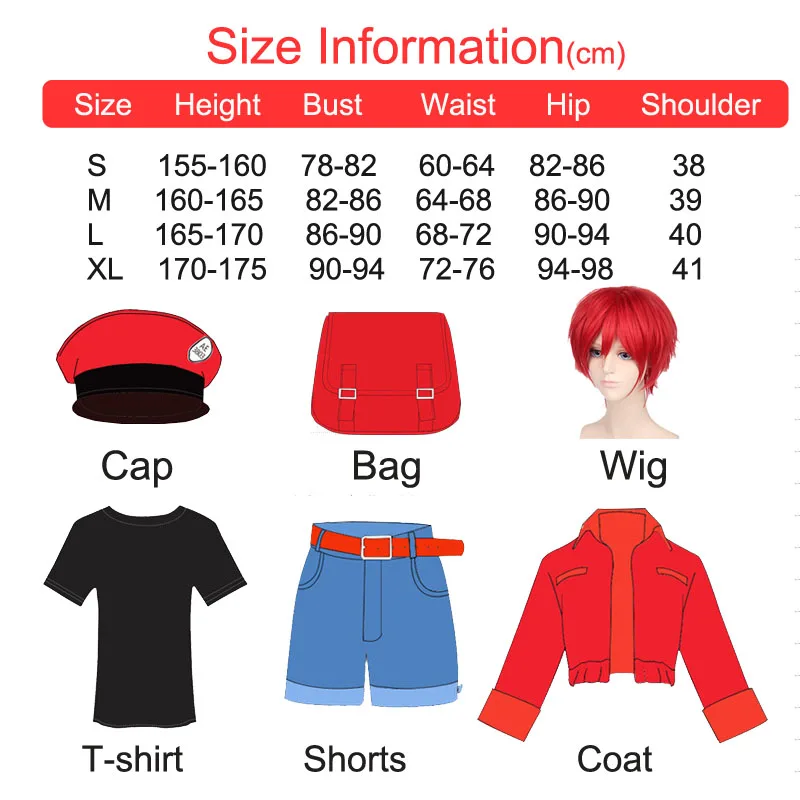 

Coshome Anime Cells At Work Erythrocytes Cosplay Costume Red Blood AE3803 Cosplay Hataraku Saibou 6pcs Full Set For Halloween