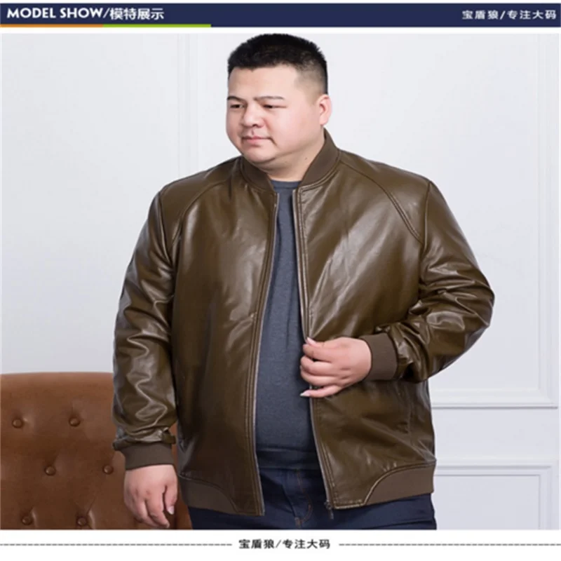 Мужская осенняя куртка из ПУ кожи размера плюс 8XL 7XL свободная мотоциклетная с