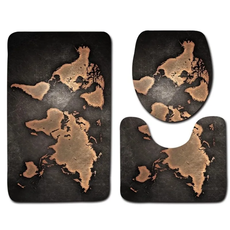 Классический коврик для ванной с чашкой мира 3 шт./компл. фланелевый контурный