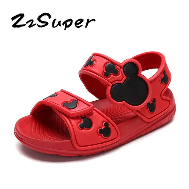 ZzSuper обувь для девочек летние пляжные сандалии на плоской подошве с открытым
