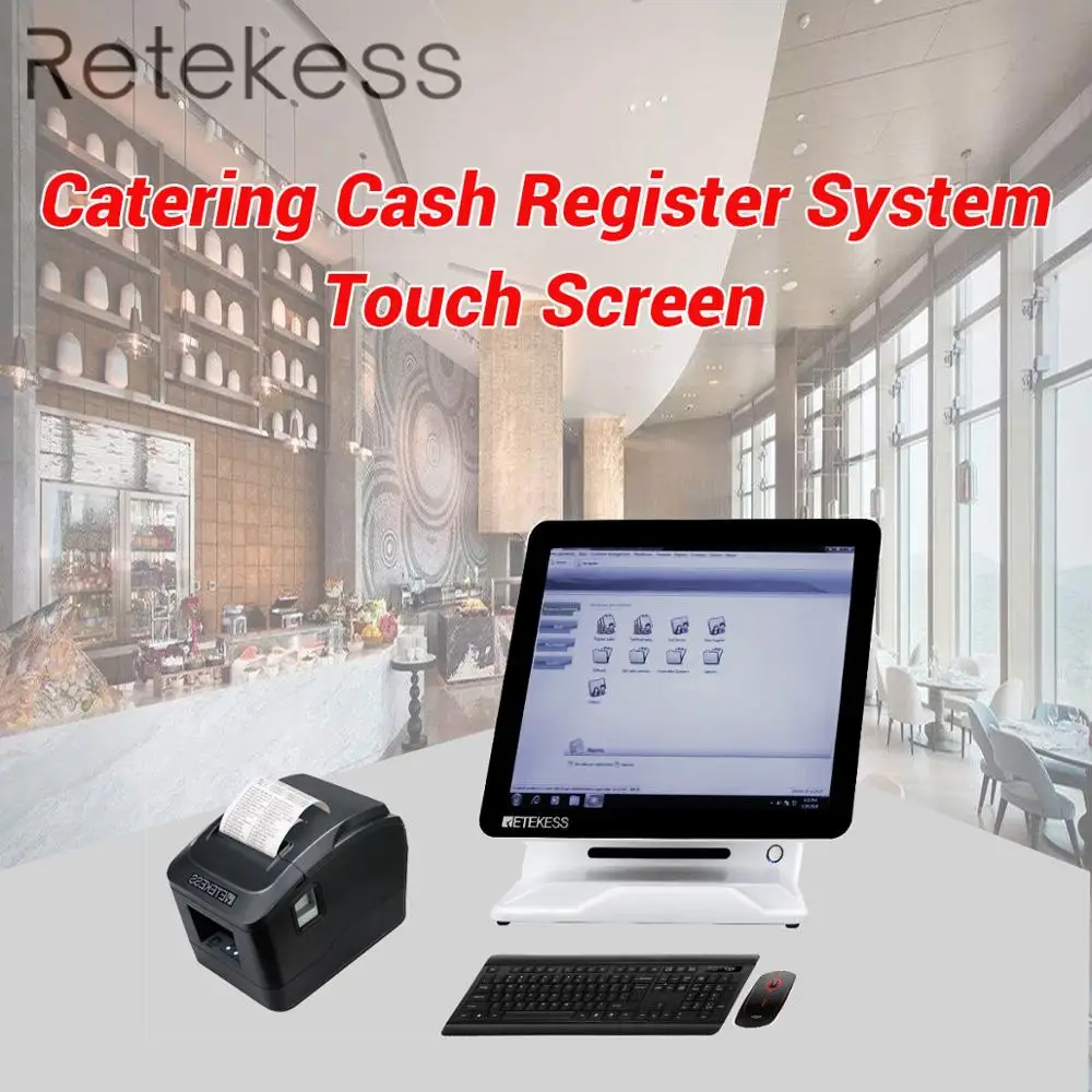 

RETEKESS Кейтеринг кассовый аппарат TD176 двойная стяжка все-в-одном машина TD022 черный Термопринтер для ресторана