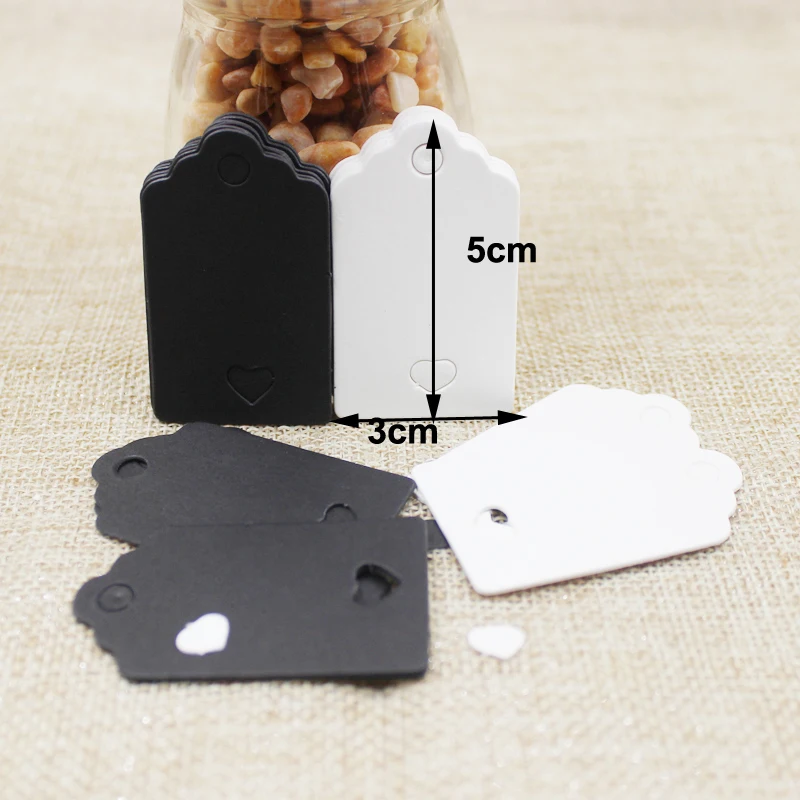 100pcs 5*3cm Hollow Heart cut Scalloped white/black Paper Card / Blank Tag Wedding Favour Gift custom cost extra | Дом и сад