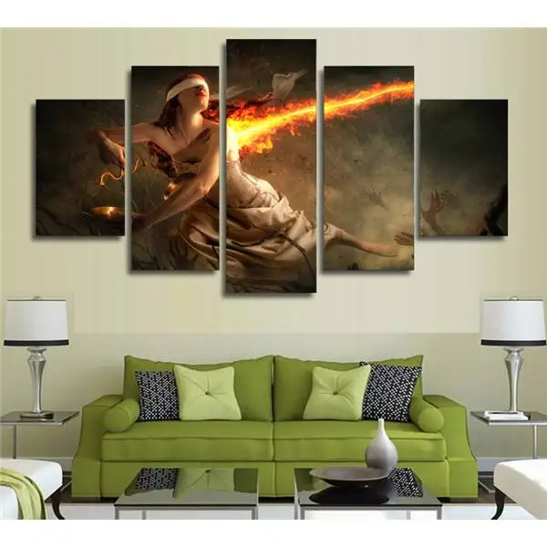 Hd Печать огненная девушка Картина на холсте украшение комнаты печать плакат