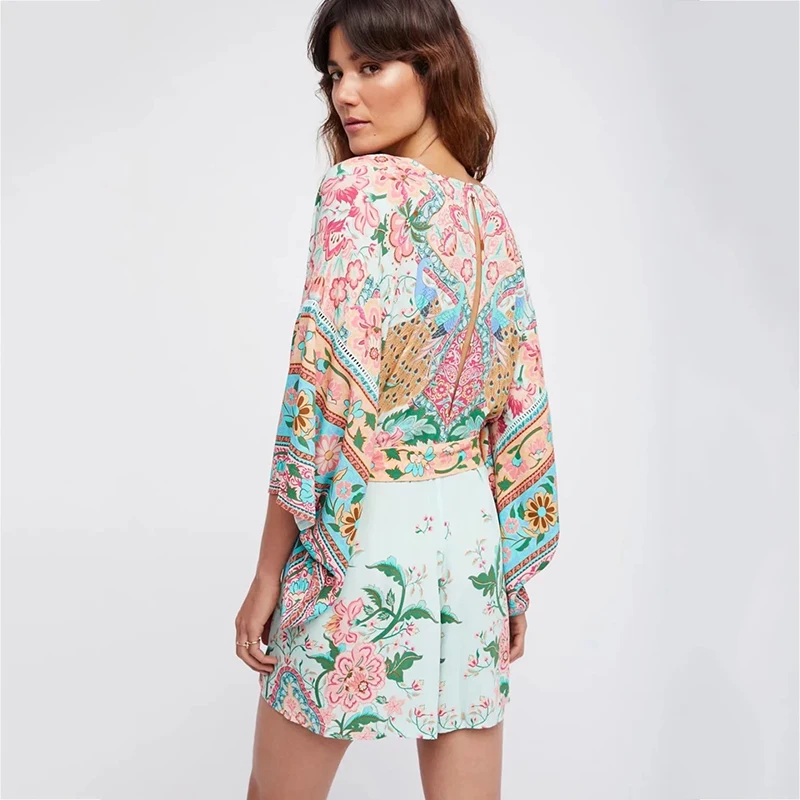 Viven leigh 2018 Для женщин лотоса Подпись Цветочный павлин печати ползунки Boho Хиппи V