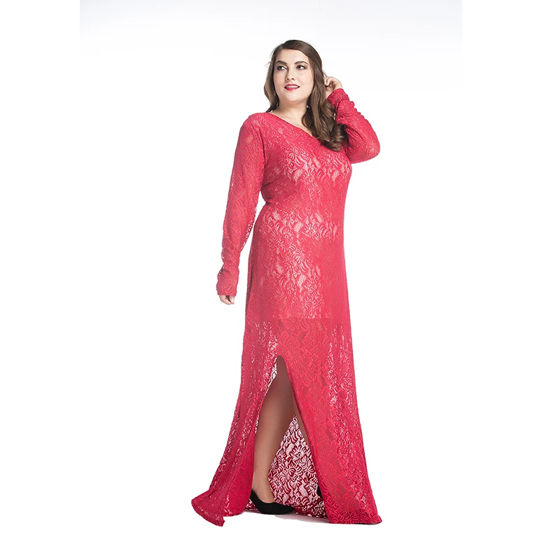 Женское кружевное платье до пола элегантное ажурное с V образным вырезом Пляжное