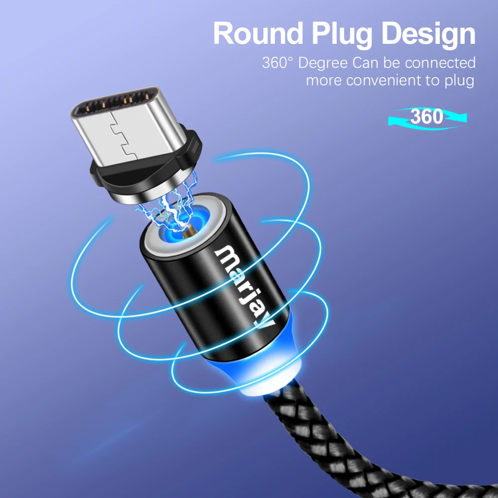 Marjay Magnetic USB Type C Cable Fast Charging USBC Type-C Cable for Xiaomi mi 9 8 Samsung S10 S9 S8 Oneplus 6t 6 USB-C Charger