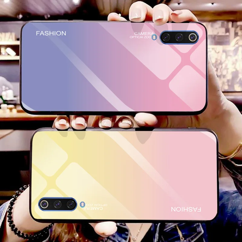 Чехол из закаленного стекла с градиентом для Xiaomi Mi 8 Lite 9 9T se K20 Pro Redmi 5A 6 A 7 7A Go чехол