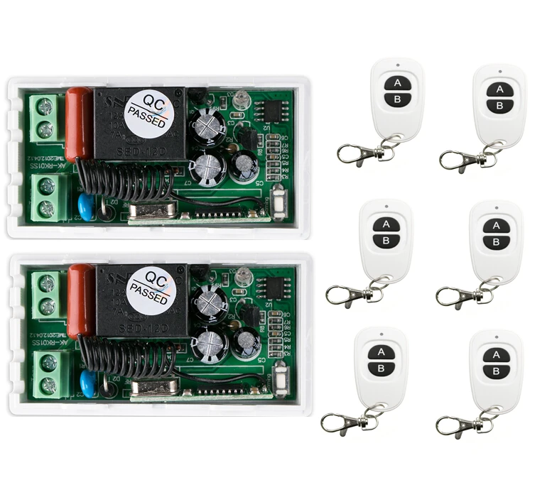 Беспроводной пульт дистанционного управления 220 В 1 канал RF 2 приемника + 6