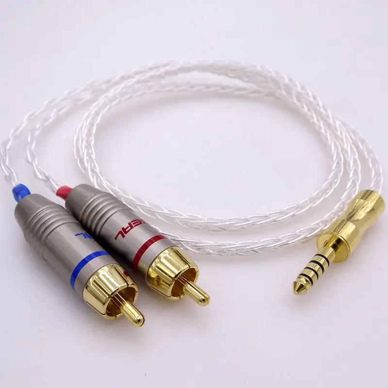 8 ядер 5N PCOCC посеребренный 4 мм Штекерный двойной 2RCA мужской аудио кабель