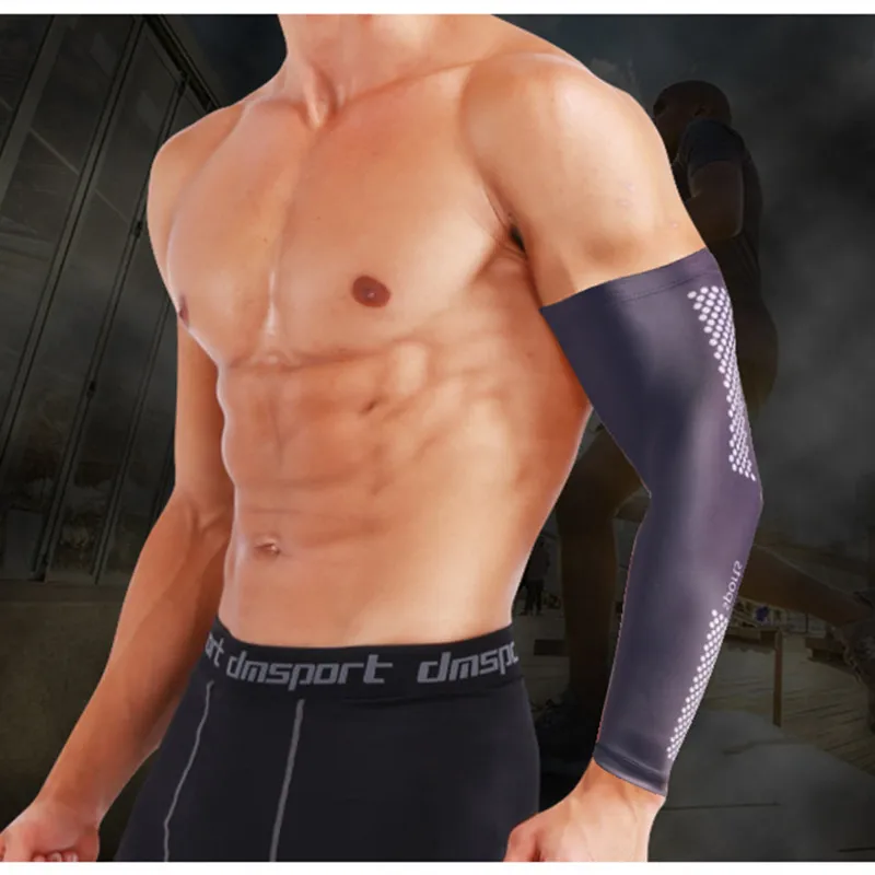 Силиконовые Нескользящие спортивные рукав Для мужчин Armguard Фитнес Длинные повязки налокотники Открытый УФ солнцезащитный крем рука защиты теплее
