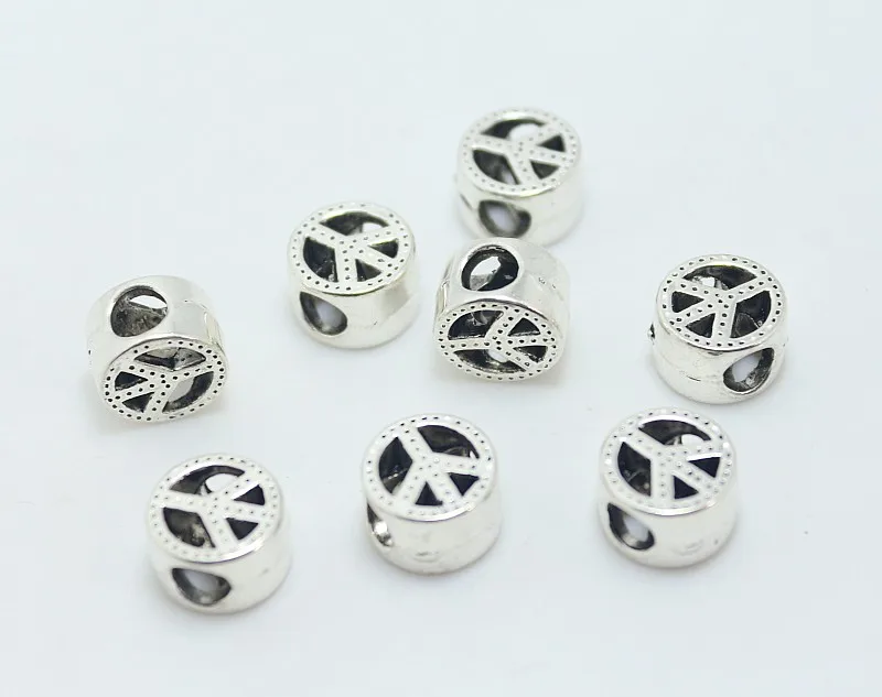 10 шт./лот знак мира античный серебряный сплав плавучие бусины с большим