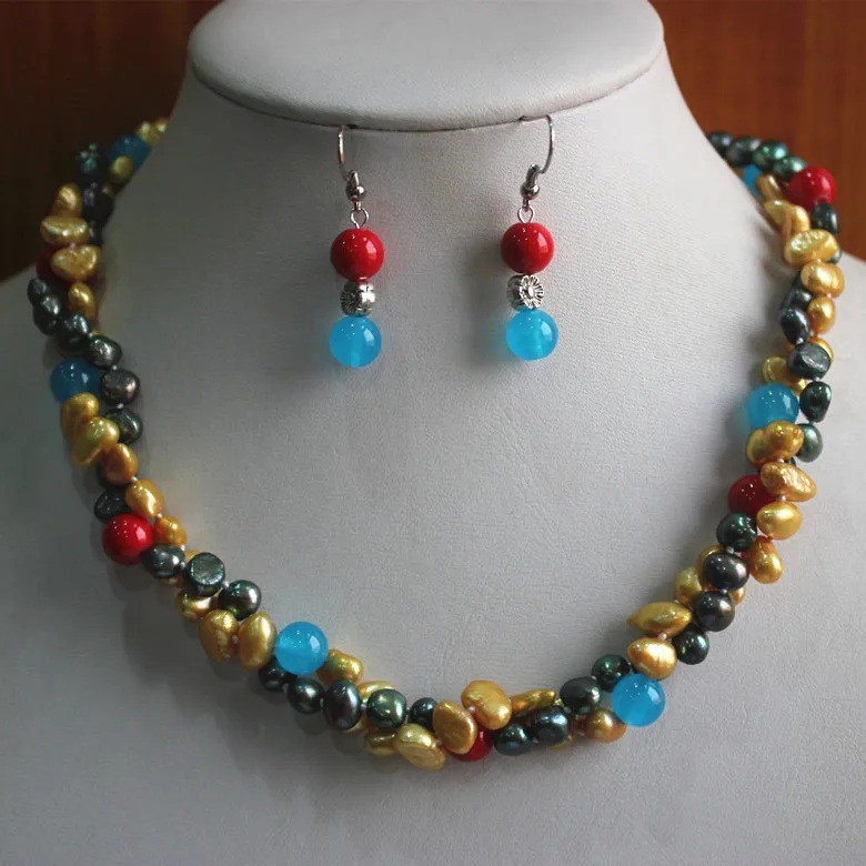 Оптовая продажа 2 ряда смешанные цвета ожерелье из груши с ракушками для пресной