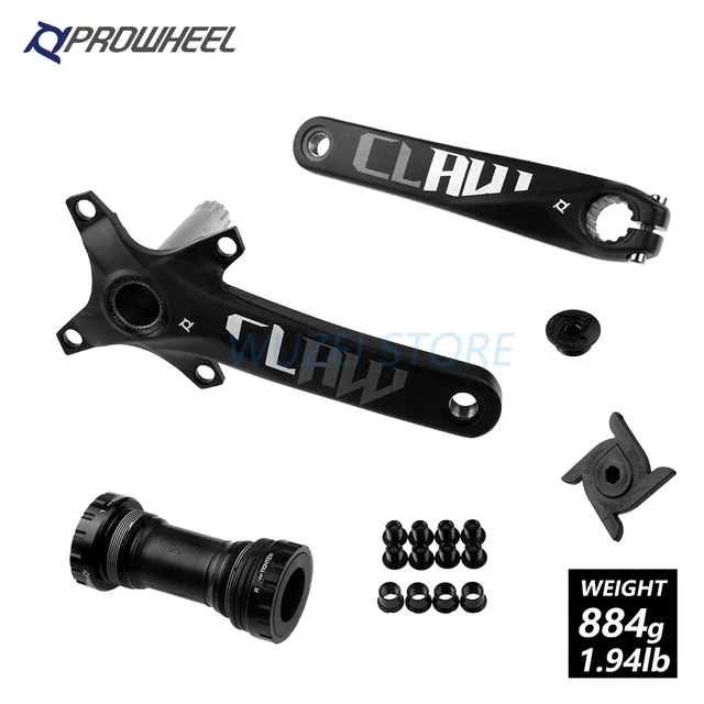 black with BB PROWHEEL 104BCD 170 мм шатун для горного велосипеда алюминиевый сплав с дном MTB велосипедный Кривошип с BB 1/2x10/11 части скоростного велосипеда - Цвет: black with BB