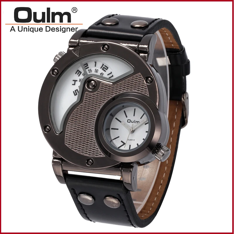 Oulm сплав часы модные для мальчиков Экспресс двойной часовой пояс мужские