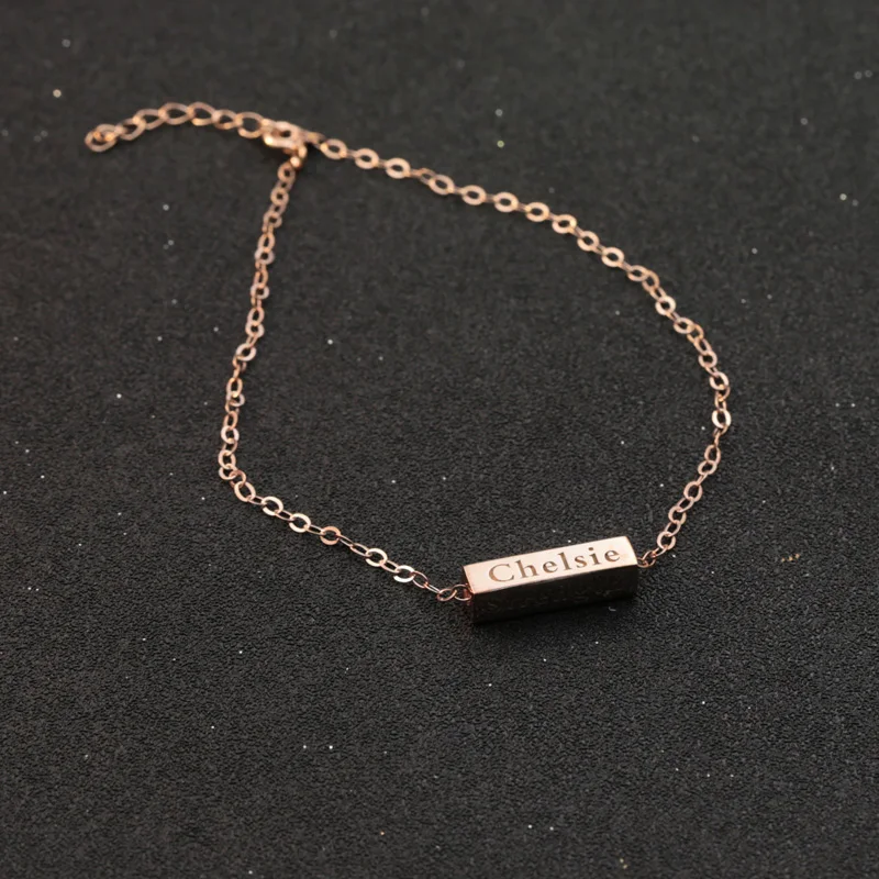 Оптовая продажа розовое золото 3D бар браслеты серебро 925 штампованные