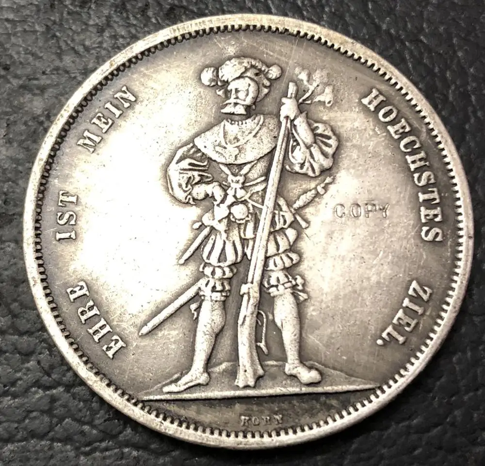1857 Swziterland 5 Fr съемка фестиваль Посеребренная копия монеты|silver flip|coin displaysilver coin dollar |