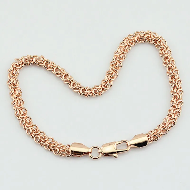 Браслет-цепочка цвета розового желтого и белого золота 18/20/22 см 5 мм | Украшения