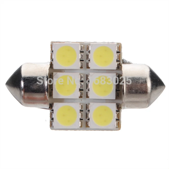 31 мм 5050 SMD 6 LED белый Festoon Dome Автомобильный интерьер чтения карты огни двери лампа