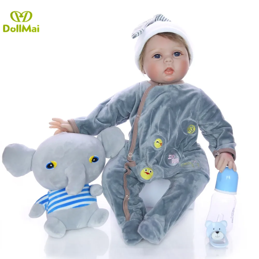 Кукла реборн силиконовая мягкая на ощупь детская модная младенец 22 дюйма 55 см