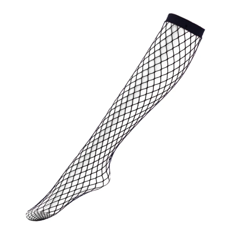 Черные ажурные чулки женские летние сексуальные сетчатые прозрачные эластичные