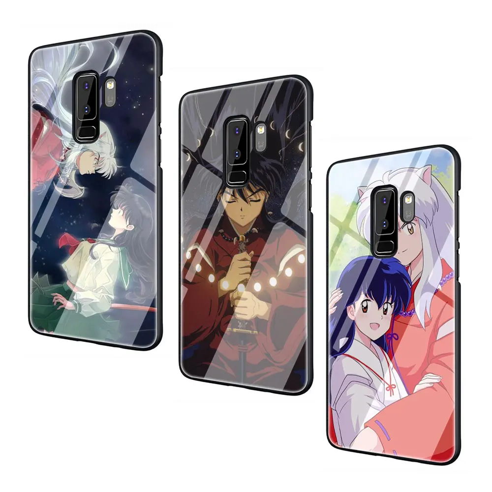 Inuyasha Аниме закаленное Стекло Телефон чехол для Galaxy S7 edge S8 9 10 Plus, Note 8, 9, 10, A10 20 30 40 50 60 70