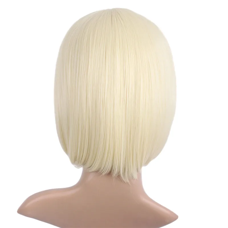 Light Blonde MapofBeauty короткие прямые волосы синтетический чёрный; коричневый, розовый, белый, золотой 1", 8 цветов Косплэй Боба парик синтетические Жаростойкие Для женщин - Цвет: Light Blonde