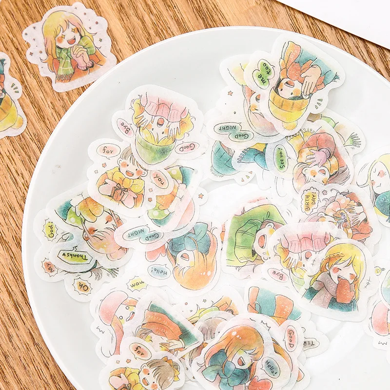 40 шт./упак. Мультфильм милая девушка ручка стикер декоративные наклейки DIY