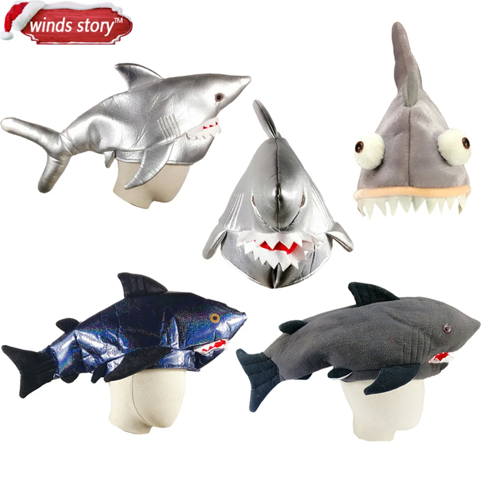 Sombrero de tiburón de acuario para niños y adultos, sombrero creativo de boca grande para Halloween, Navidad, Cosplay, fiesta de disfraces, marino, regalo, 1 ud.