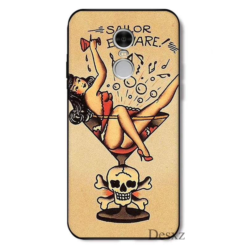 Мобильный телефон чехол Sailor Jerry Tattoo 06 для Xiaomi Redmi Note 4 4A 4X 5 5A 6 7 GO S2 6A Pro Plus