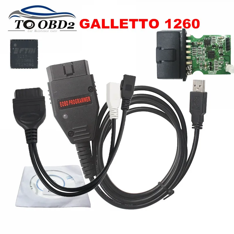 

FTDI Chip Galletto 1260 FT232RL Multi-Language Works Multi-Cars OBD2 ECU Flasher Improve Power 1260 Chip Tuning Interface