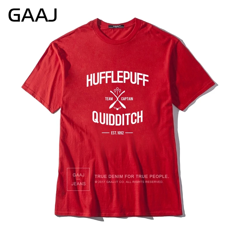 Мужская футболка "Hufflepuff Quidditch Team", летние футболки высокого качества для мужчин, футболки, мужская одежда, повседневная забавная футболка с принтом# R1N9T - Цвет: Red