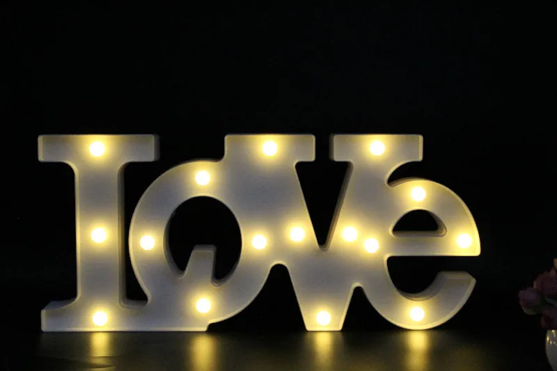 Светодиодная романтическая 3D лампа с буквенным знаком ночник теплый свет