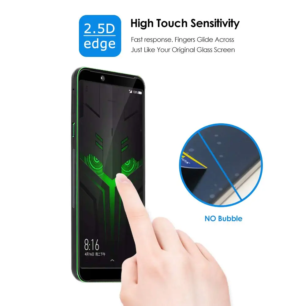 Закаленное стекло 5D 9H с полным покрытием для Xiaomi Black Shark 1 2 Защита экрана Helo