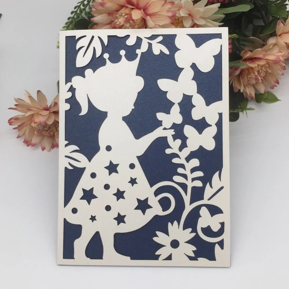 

40pcs/lot Laser Cut Lace Sweet Girl Wedding Invitation Card With Pearl Paper Used To Kids Birthday Baptism Ceremony Invitation