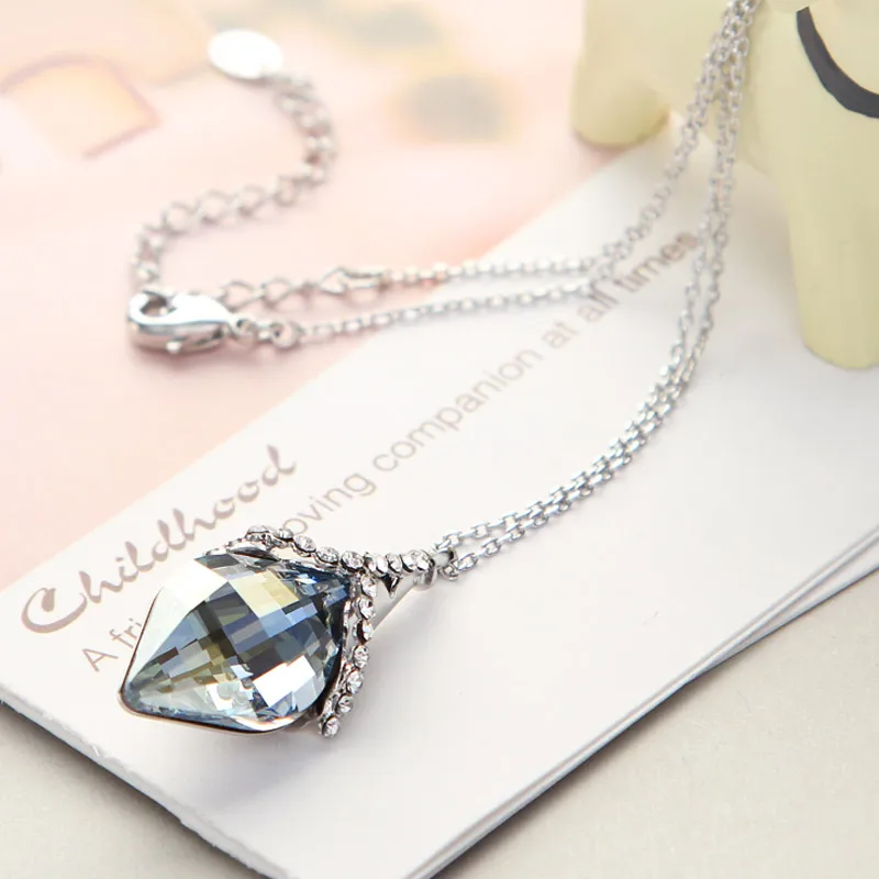 Neoglory Австрия Кристалл и горный хрусталь длинное ожерелье с подвеской