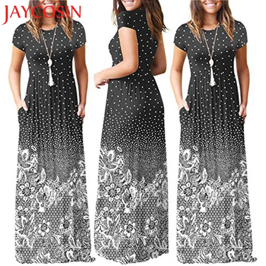 Новое поступление женское Повседневное платье макси с цветочным принтом и