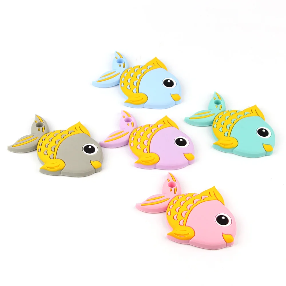 TYRY. HU 1 шт. Силиконовые Прорезыватели BPA Free Mordedor Fish игрушки Детские Силиконовые для Прорезывание Зубов Бусины жевательные подвески для новорожденного ожерелья подвески