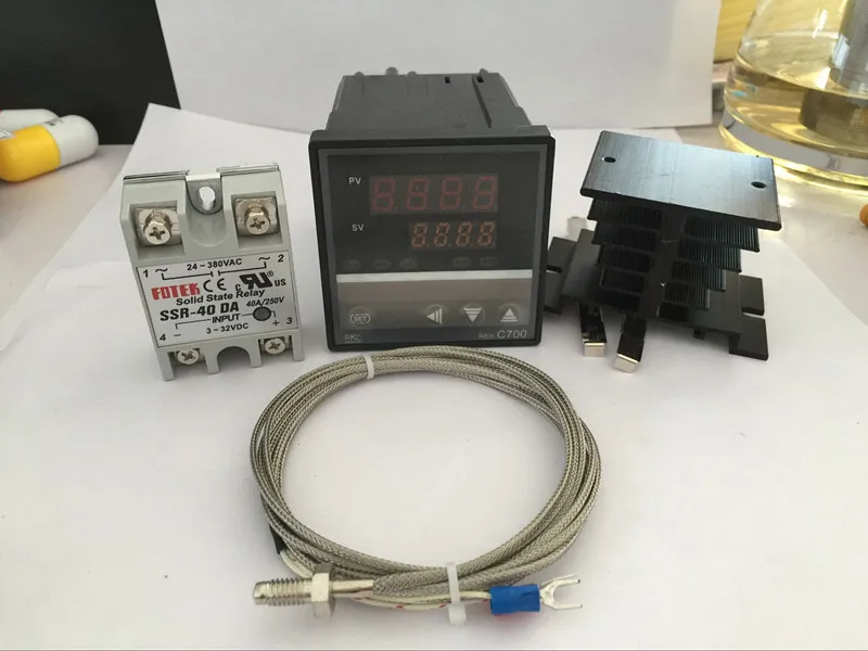 Цифровой PID 100 240VAC REX контроллер температуры 0 400c выход SSR + k 1 м термопара M6 SSR40DA 40A