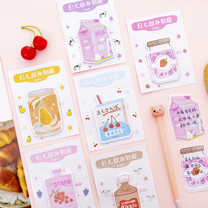 40 упаковок в партии 1200 шт. Kawaii Memo Стикеры ноты креативный японский напиток молоко сок закладки-наклейки в блокнот планировщик Стикеры липкая Закладка