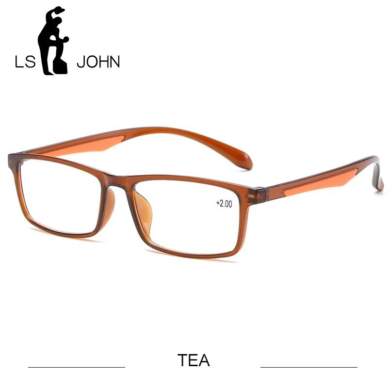 TEA LS JOHN, ультра-светильник TR90, очки для чтения, для мужчин и женщин,, прозрачные линзы, очки для пресбиопии+ 1,0 до+ 4,0, антибликовое устройство чтения - Цвет оправы: TEA