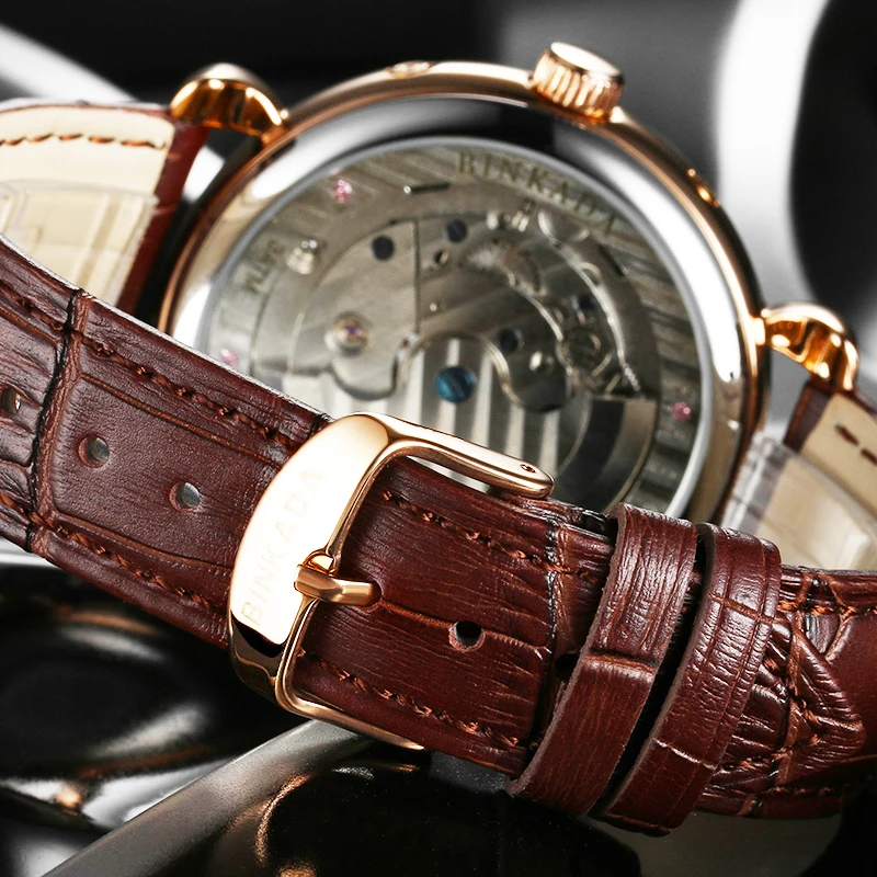 BINKADA мужские часы мужской Элитный бренд механические деловые наручные с тройным