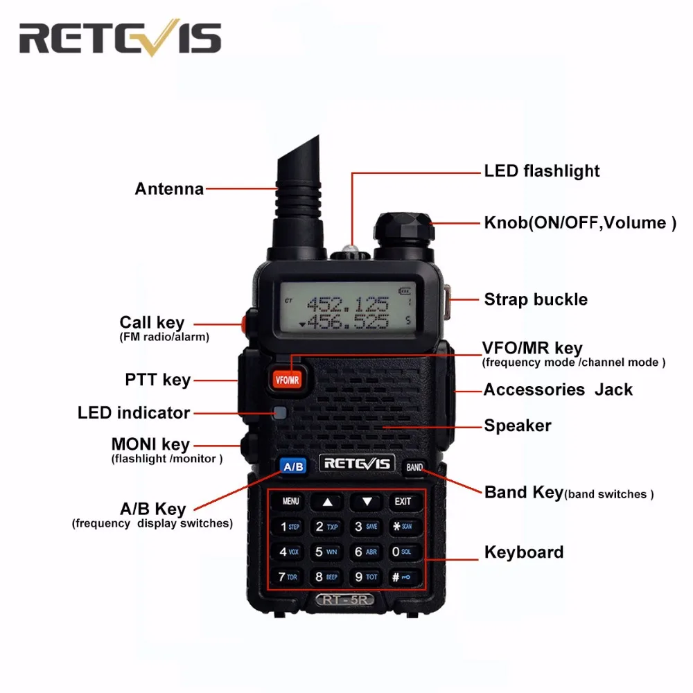 4X команды удобное Радио Walkie Talkie трансивер Retevis RT 5R 5 Вт 128CH сканирование голоса FM