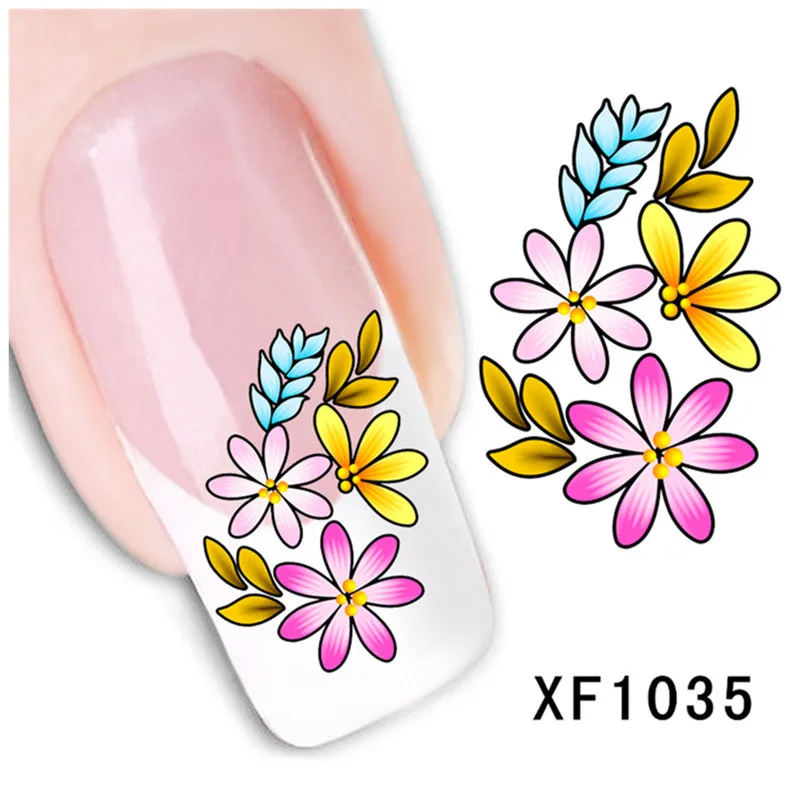 2 Листов Новый DIY Watermark Chic Дэйзи Цветок Дизайн Ногтей Наклейки Советы Переброски