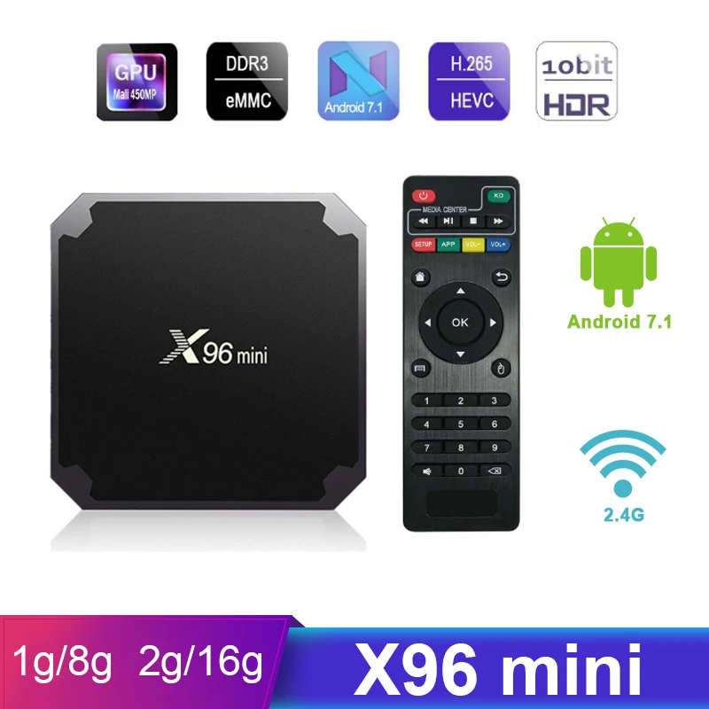 ТВ приставка X96 для Smart tv на android 7 1 1G8G 2G16G x96mini Amlogic S905W 2 4 ГГц Wi Fi поддержка 4K