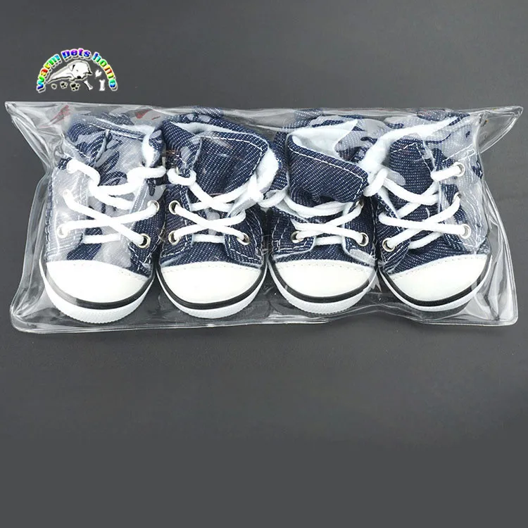 Джинсовые Нескользящие кроссовки для собак и кошек обувь домашних животных